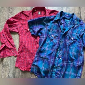 Lot‎ bundle of 2 vintage pearl snaps western shirts men’s size medium